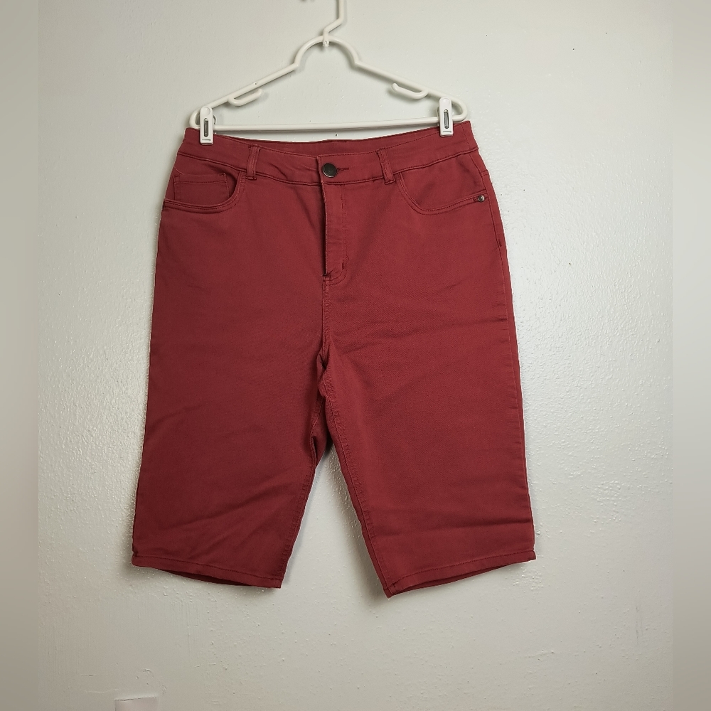 Christopher & Bank Scarlett 14 Petite Bermuda Shorts Red High Rise